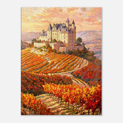 Autumn French Castle Vineyard Impressionist Art Print