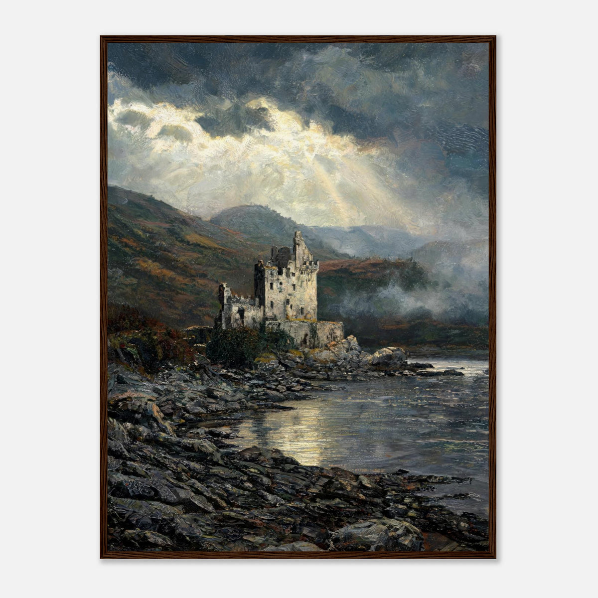 Historic Scottish Castle by Lakeside Impressionist Art Print