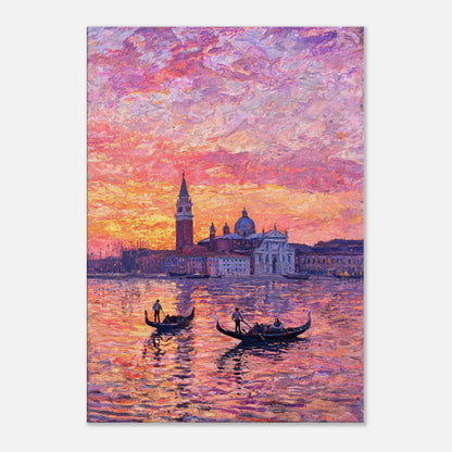 Venetian Gondolas at Sunset Impressionist Art Print