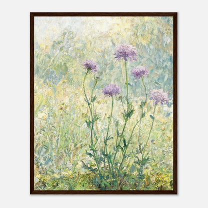 Wild Purple Blossoms in Sunlit Meadow Impressionist Art Print