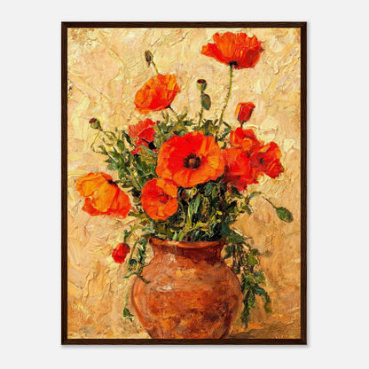 Vibrant Red Poppies in Terracotta Vase Impressionist Art Print