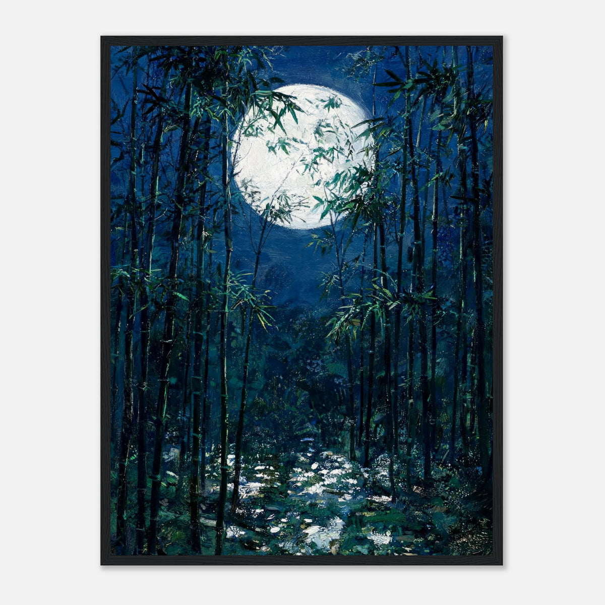 Moonlit Bamboo Forest Impressionist Art Print