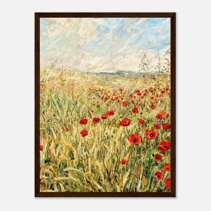 Golden Meadow & Red Poppies Impressionist Art Print