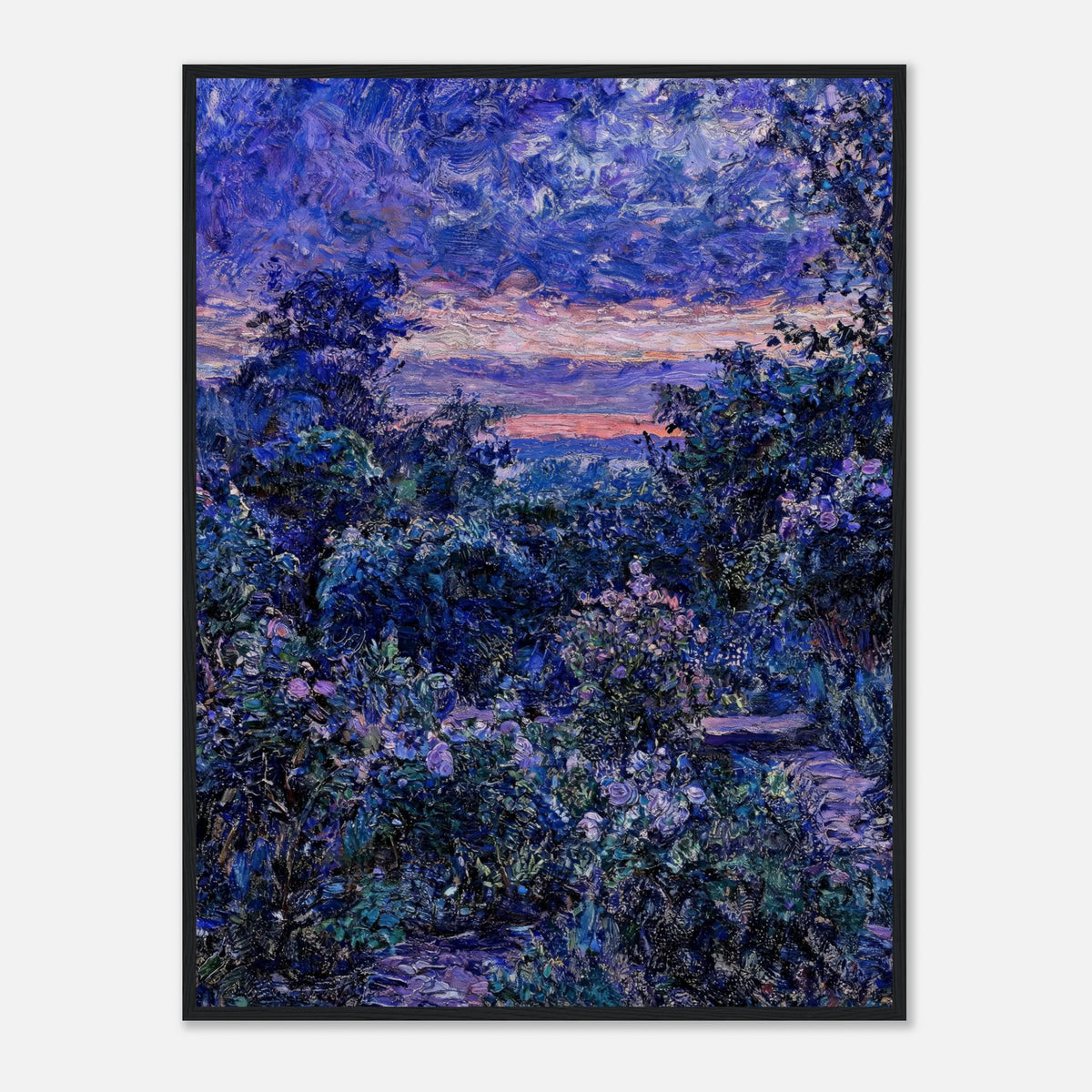 Twilight Garden & Blue Dusk Impressionist Art Print