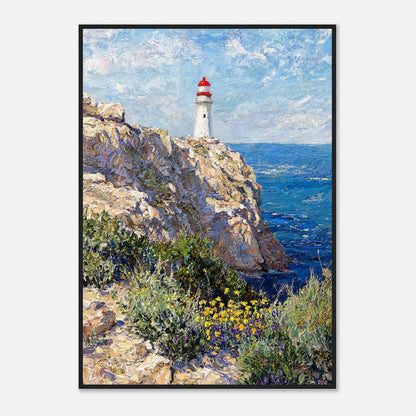 Coastal Cliff Lighthouse Coastal View Impressionist Art Print