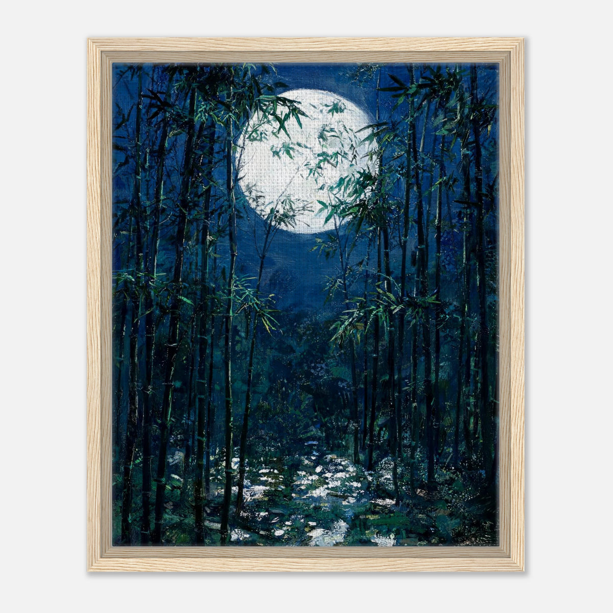 Moonlit Bamboo Forest Impressionist Art Print