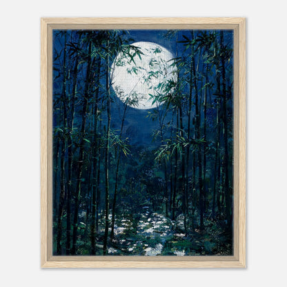 Moonlit Bamboo Forest Impressionist Art Print
