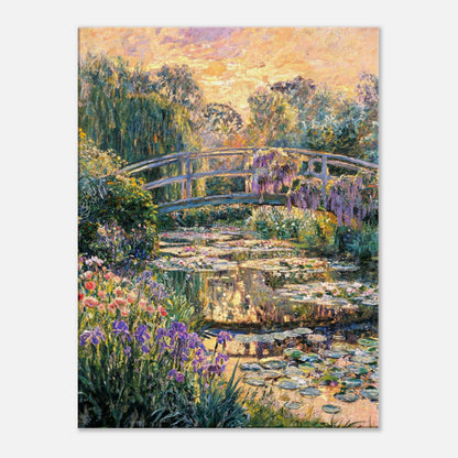 Golden Sunset Japanese Bridge Impressionist Art Print