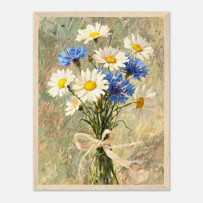 Wild Daisy & Blue Cornflower Bouquet Impressionist Art Print