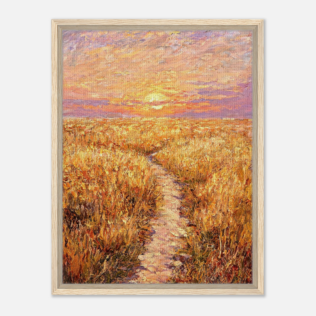 Golden Meadow at Sunset Impressionist Art Print