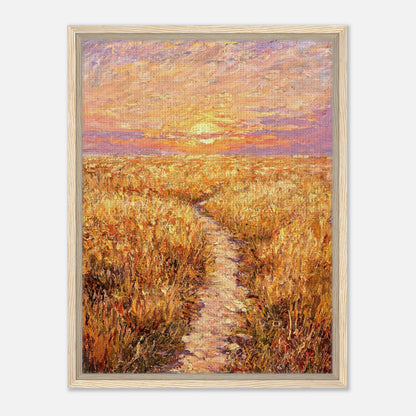 Golden Meadow at Sunset Impressionist Art Print