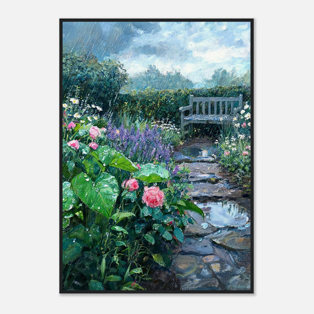 Raindrops in the Secret Garden Impressionist Art Print