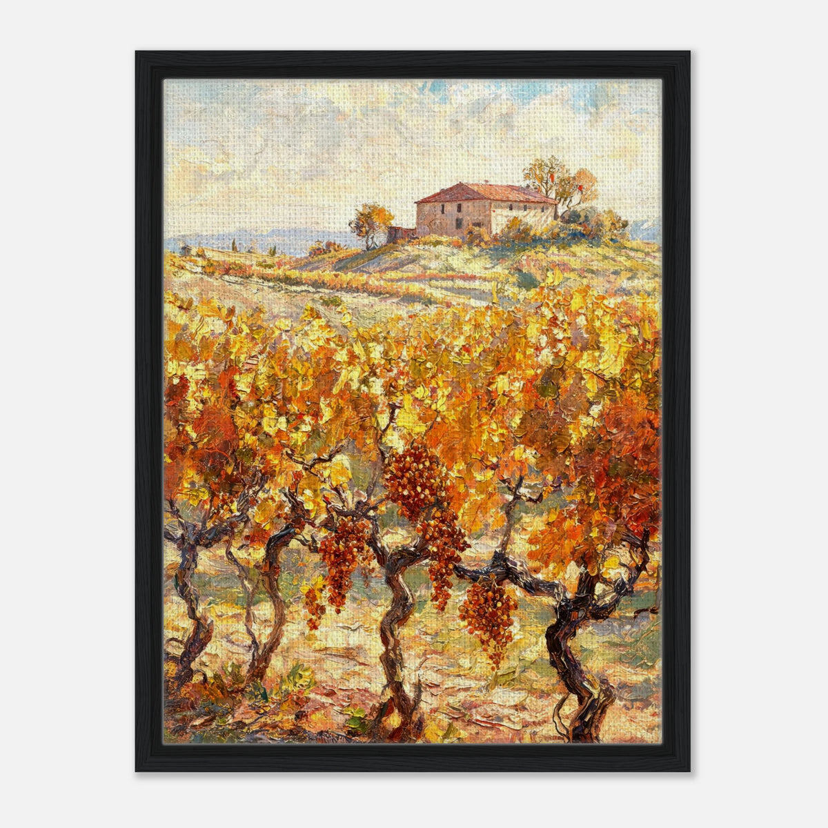 Tuscan Vineyard in Autumn Impressionist Art Print