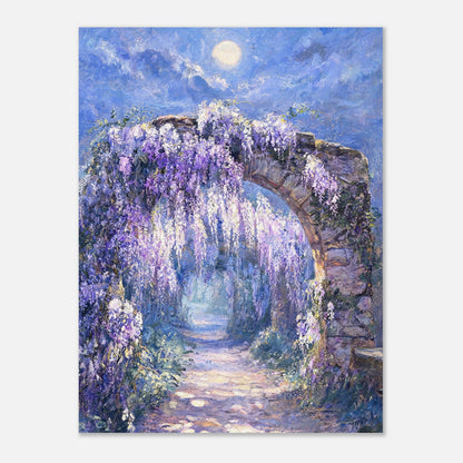 Moonlit Wisteria Stone Arch Impressionist Art Print