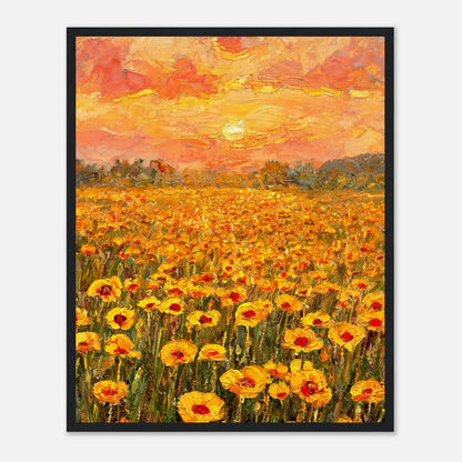Golden Poppy Field at Sunset Impressionist Art Print