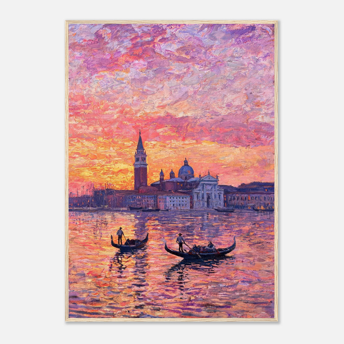 Venetian Gondolas at Sunset Impressionist Art Print