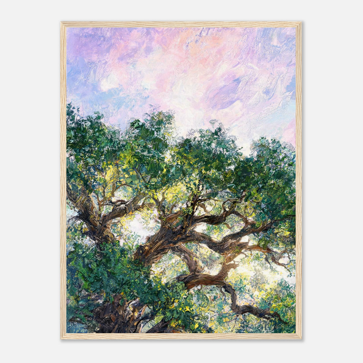 Ancient Tree & Pastel Sky Impressionist Art Print