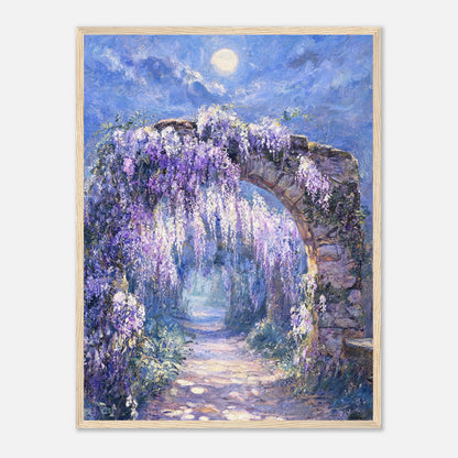 Moonlit Wisteria Stone Arch Impressionist Art Print