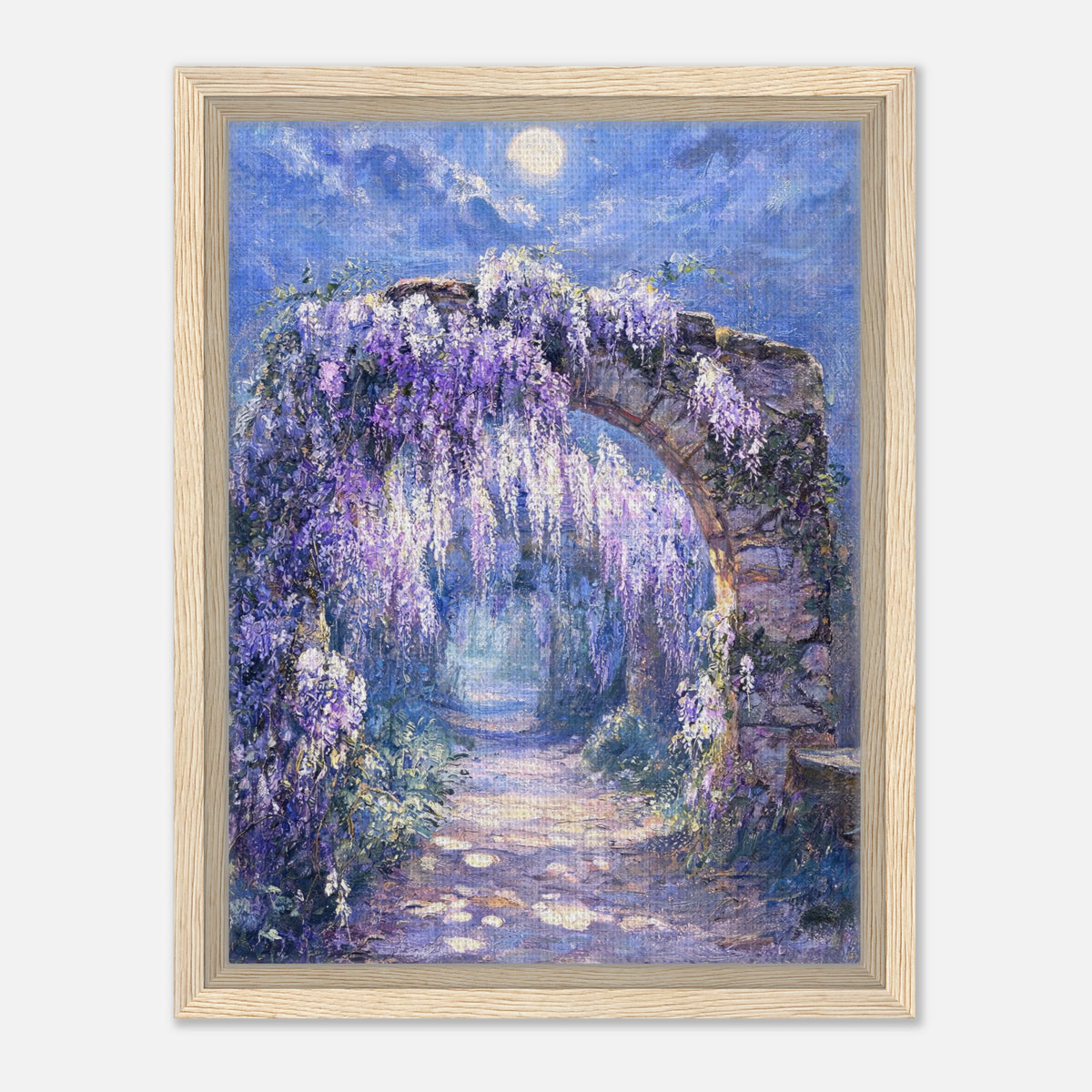 Moonlit Wisteria Stone Arch Impressionist Art Print