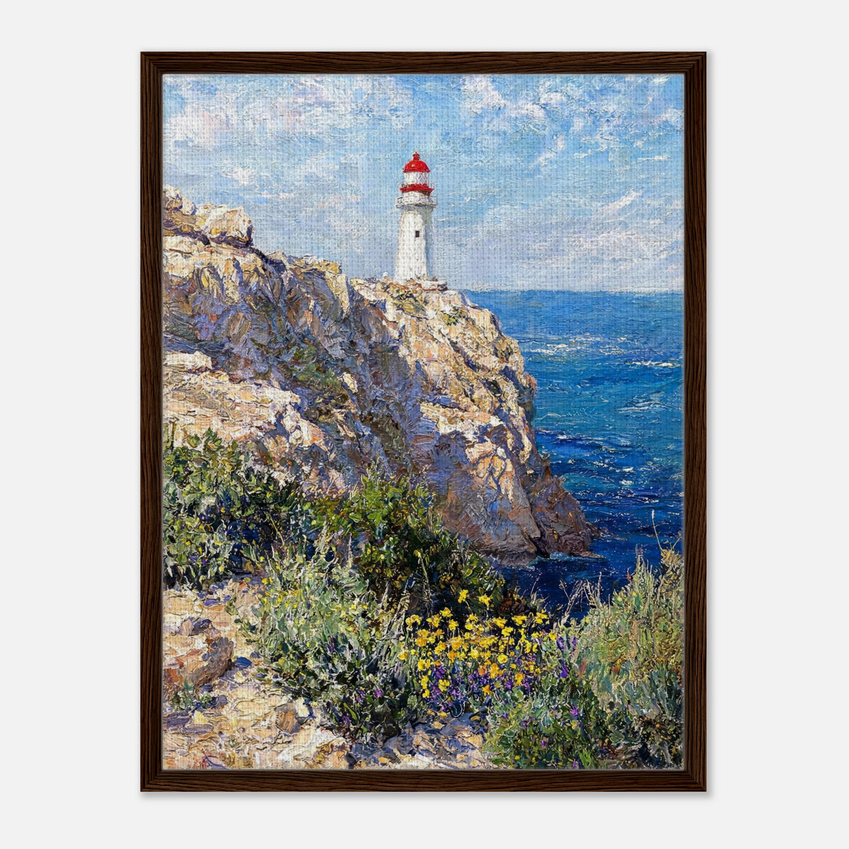 Coastal Cliff Lighthouse Coastal View Impressionist Art Print