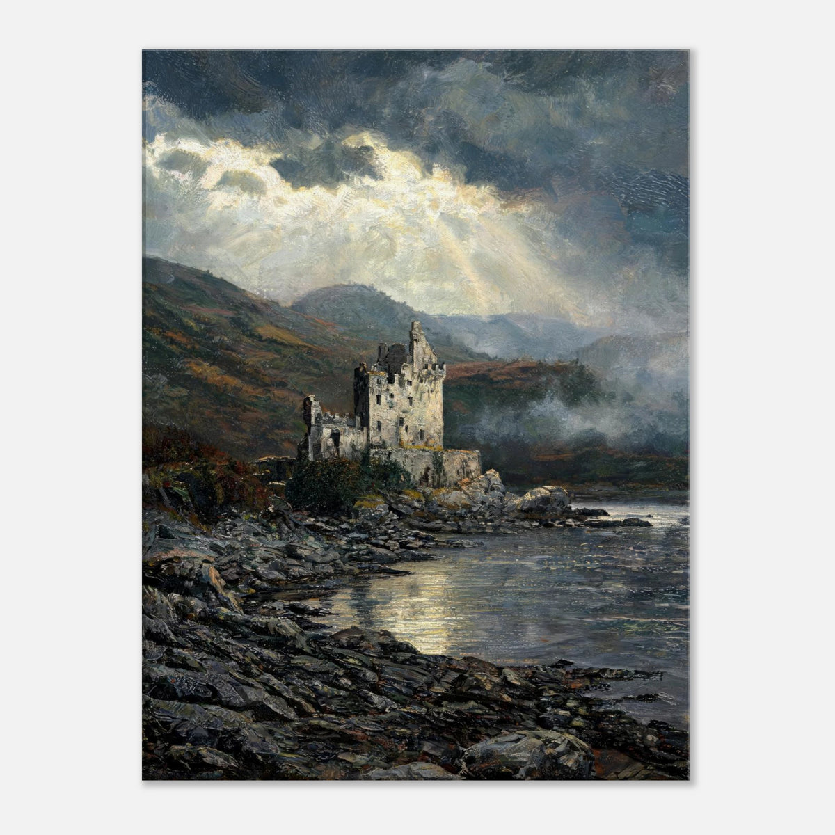 Historic Scottish Castle by Lakeside Impressionist Art Print