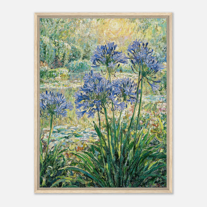 Blue Agapanthus & Sunlit Garden Impressionist Art Print