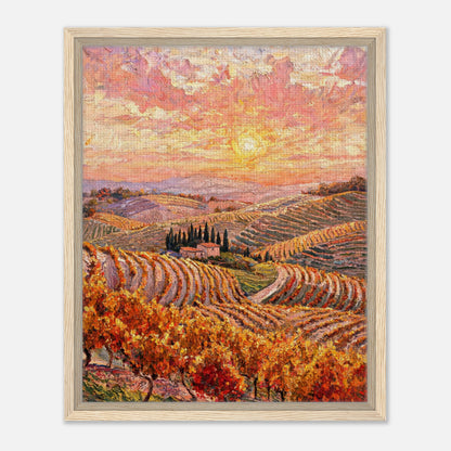 Tuscan Hills Autumn Sunset Vineyard Impressionist Art Print