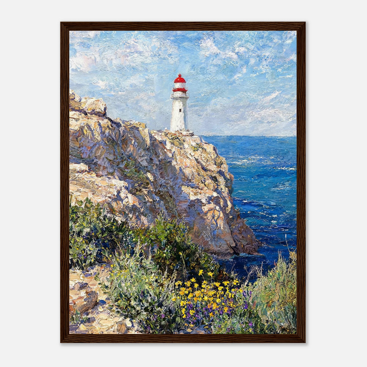 Coastal Cliff Lighthouse Coastal View Impressionist Art Print