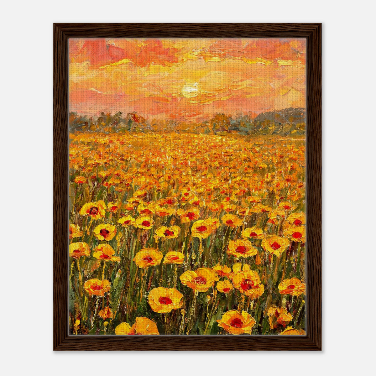 Golden Poppy Field at Sunset Impressionist Art Print