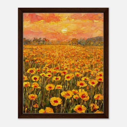 Golden Poppy Field at Sunset Impressionist Art Print