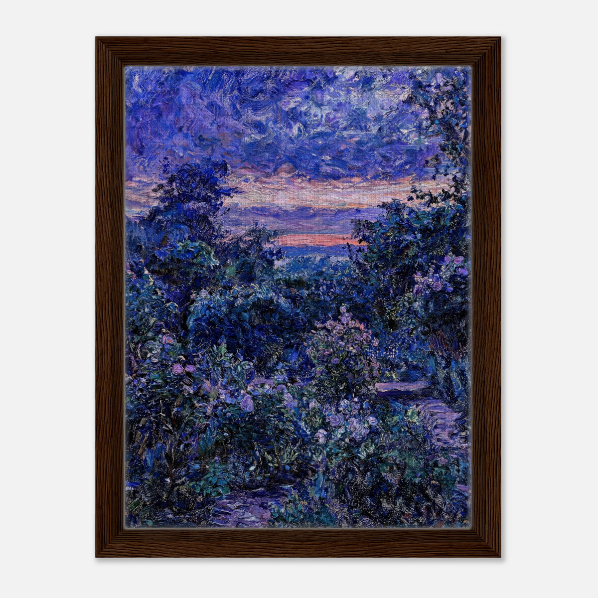 Twilight Garden & Blue Dusk Impressionist Art Print