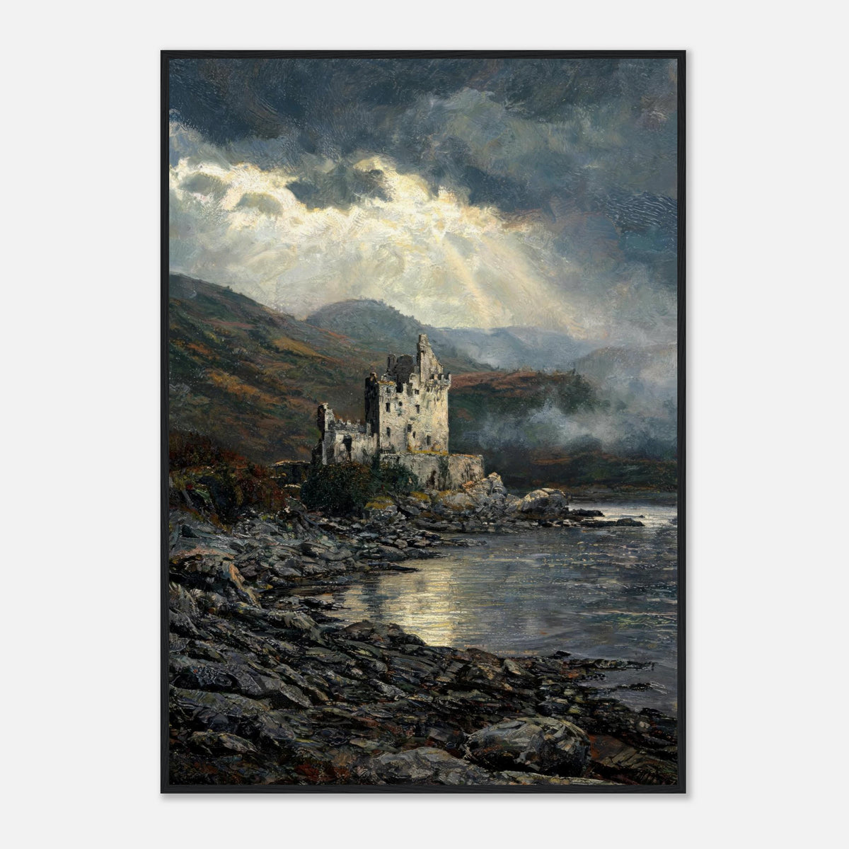 Historic Scottish Castle by Lakeside Impressionist Art Print