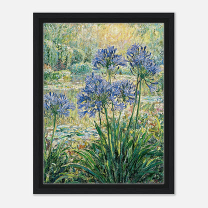 Blue Agapanthus & Sunlit Garden Impressionist Art Print