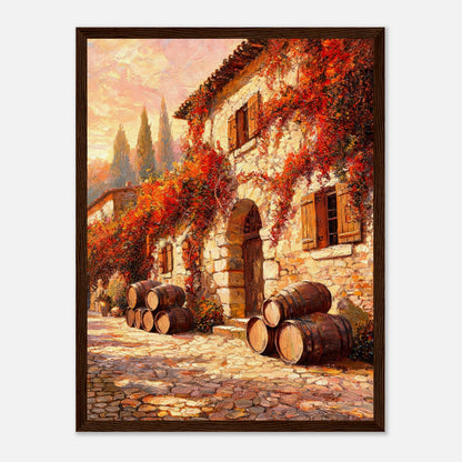 Autumn European Winery Wine Barrels Impressionist Art Print