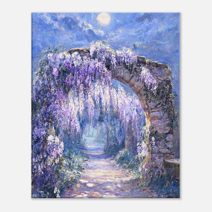 Moonlit Wisteria Stone Arch Impressionist Art Print