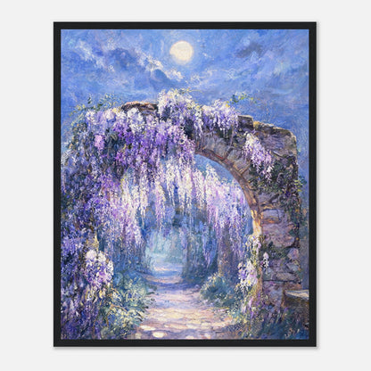 Moonlit Wisteria Stone Arch Impressionist Art Print
