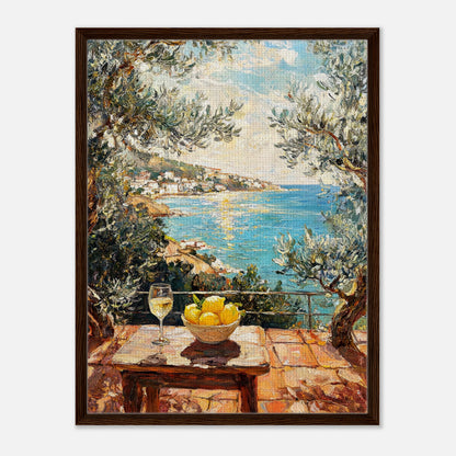 Mediterranean Terrace Lemons Sea View Impressionist Art Print