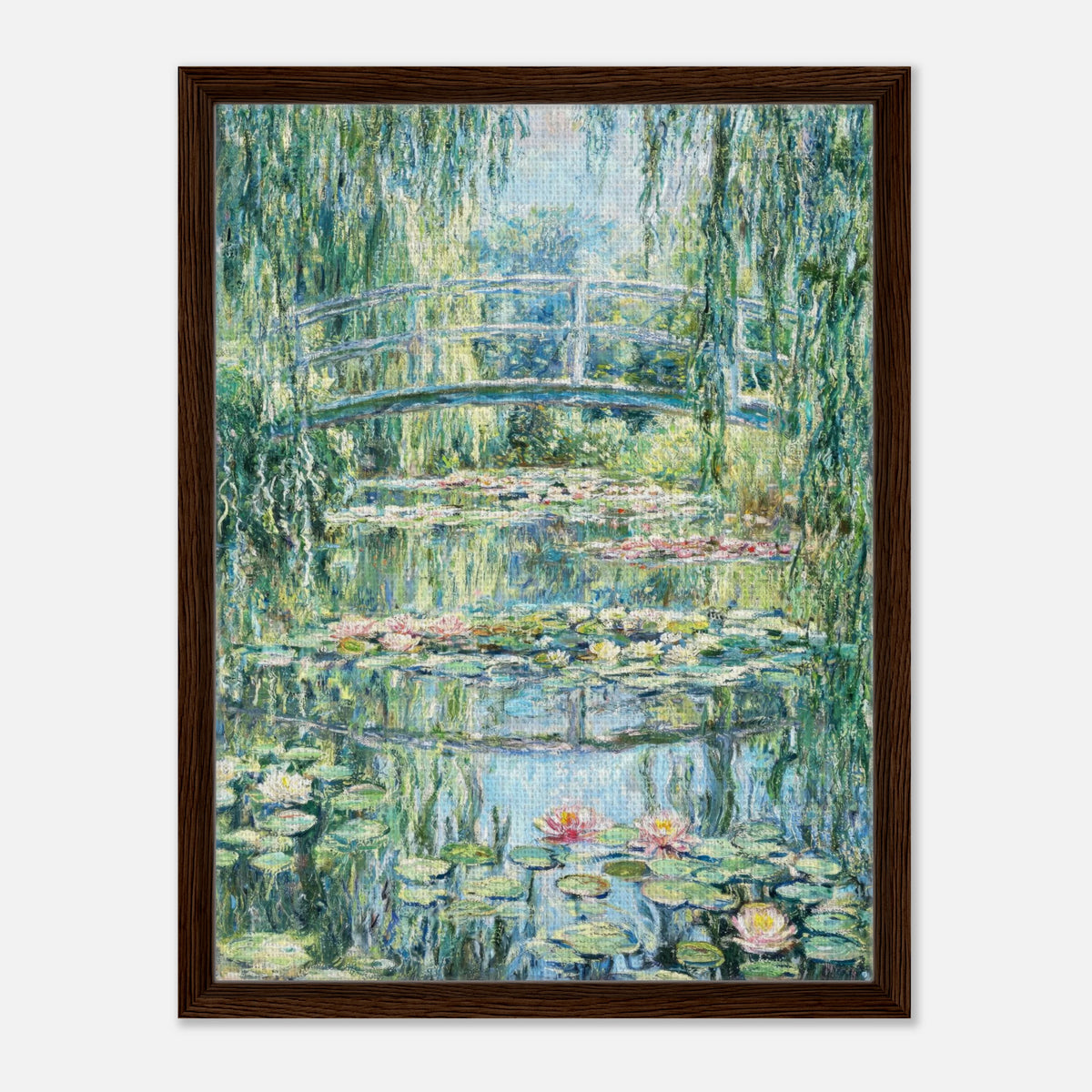 Weeping Willow & Japanese Bridge Water Lilies Impressionist Art Print