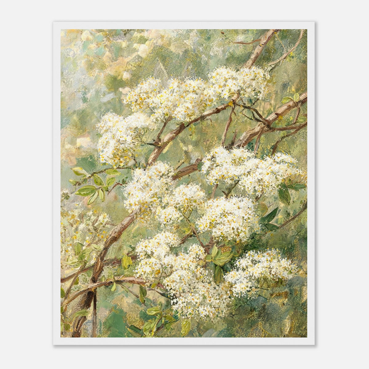 Impressionist White Blossom Branch Framed Art Print