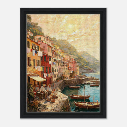 Sunlit Mediterranean Coastal Village Impressionist Art Print