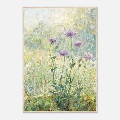 Wild Purple Blossoms in Sunlit Meadow Impressionist Art Print