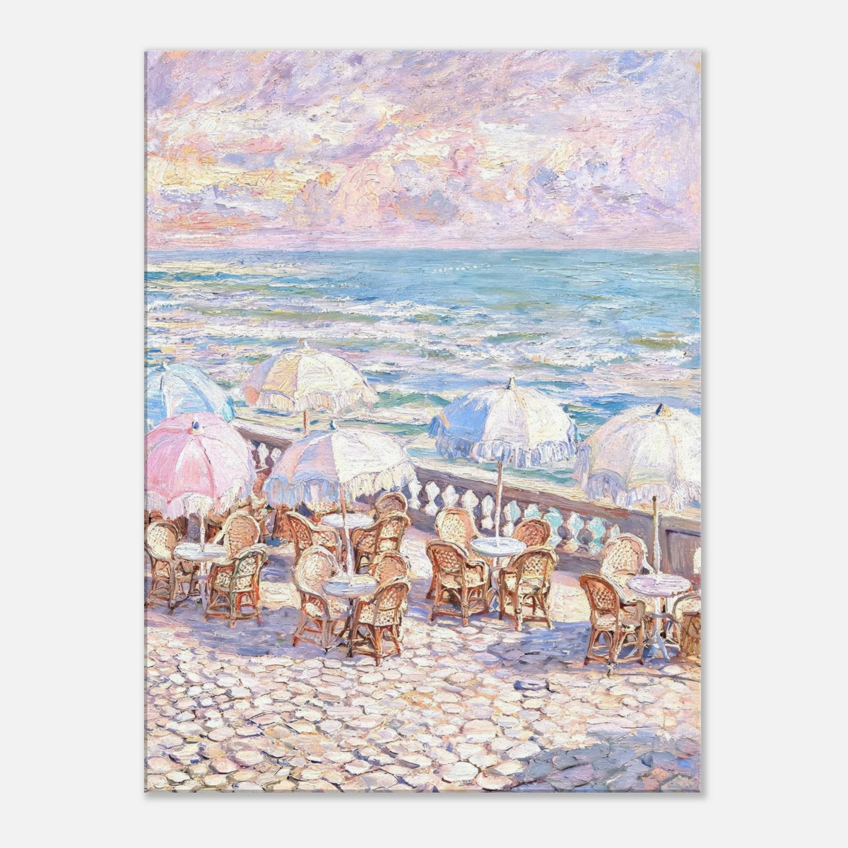 Pastel Seaside Cafe Impressionist Art Print