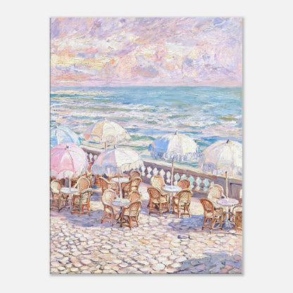 Pastel Seaside Cafe Impressionist Art Print