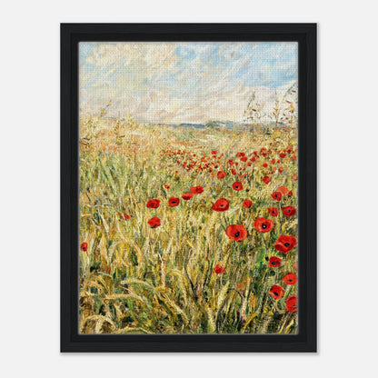 Golden Meadow & Red Poppies Impressionist Art Print