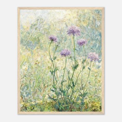 Wild Purple Blossoms in Sunlit Meadow Impressionist Art Print