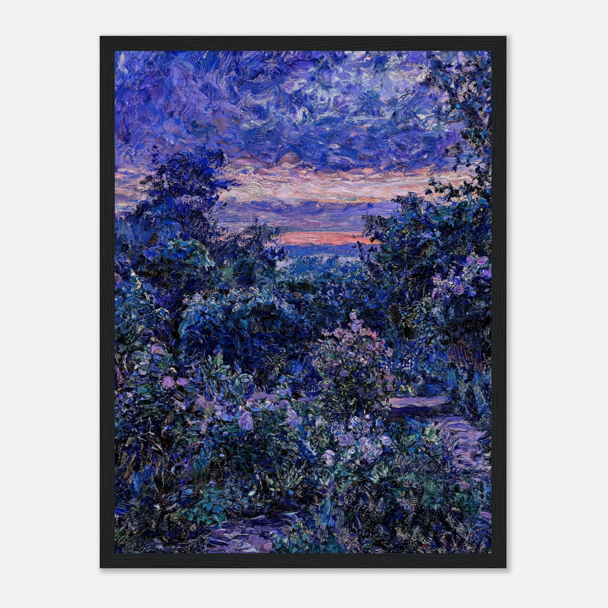 Twilight Garden & Blue Dusk Impressionist Art Print