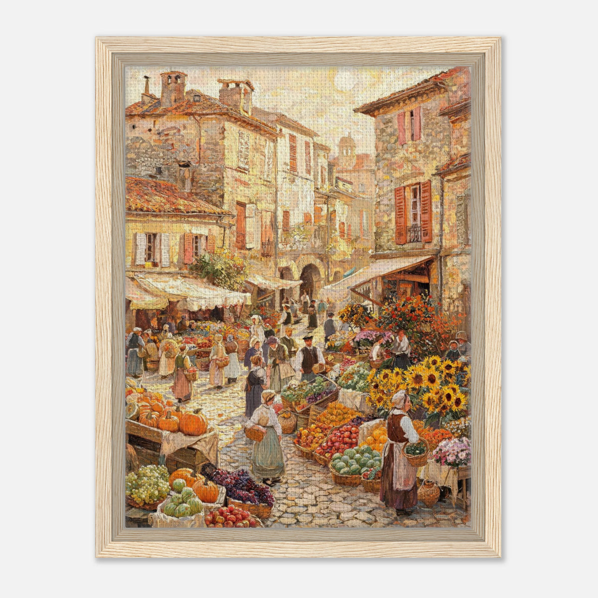 Autumn European Village Market Impressionist Art Print