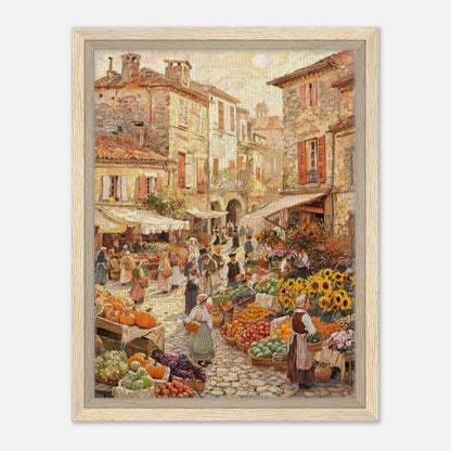 Autumn European Village Market Impressionist Art Print