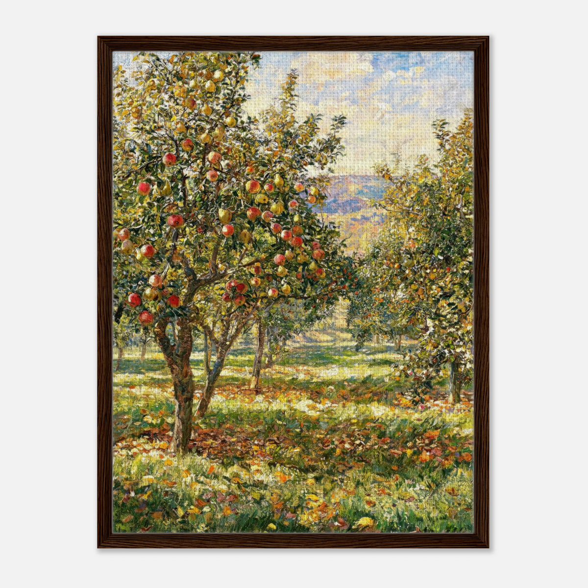 Sunlit Apple Orchard in Autumn Impressionist Art Print