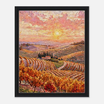Tuscan Hills Autumn Sunset Vineyard Impressionist Art Print